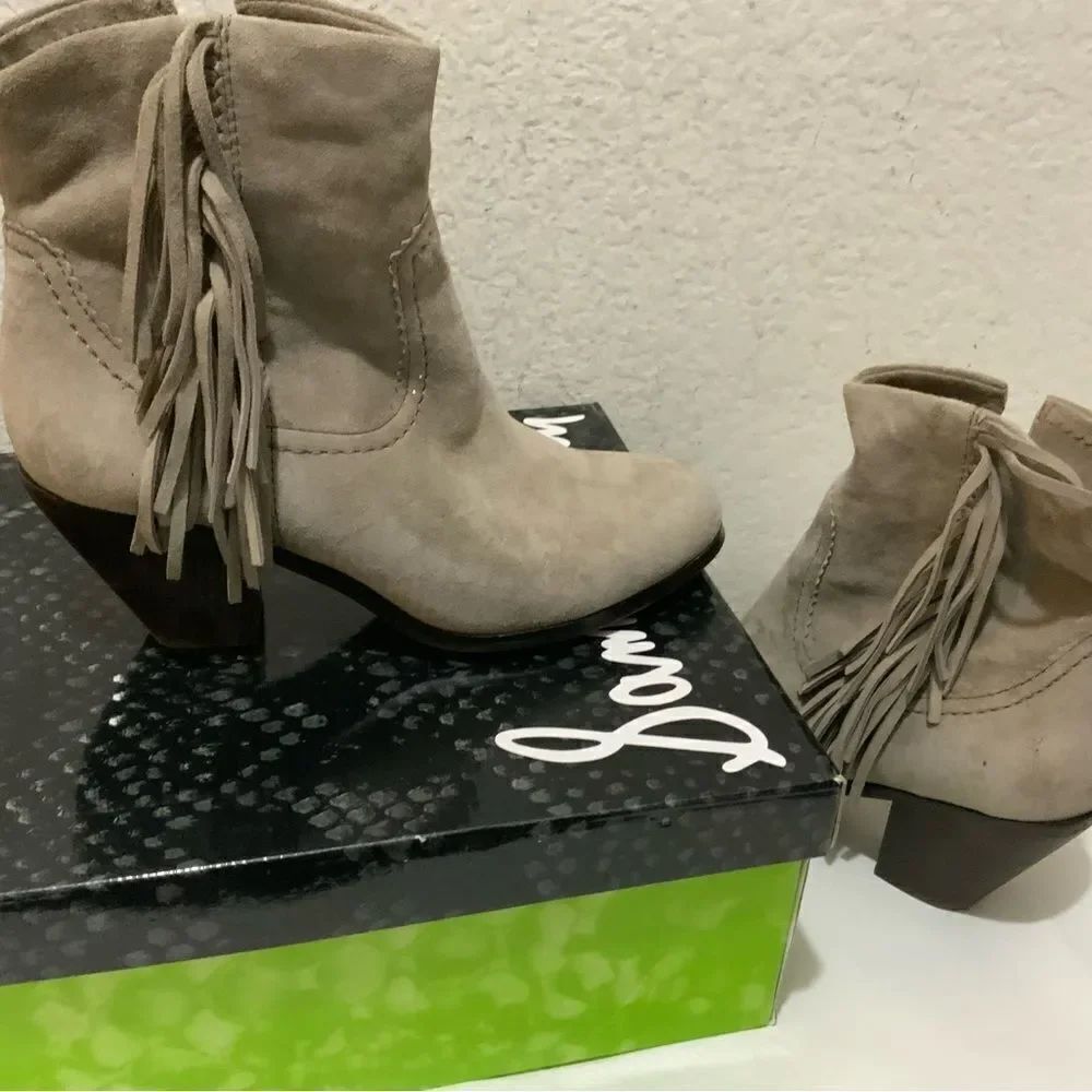 Sam Edelman Louie Fringe Trimmed Ankle Boots Size 7.5 M